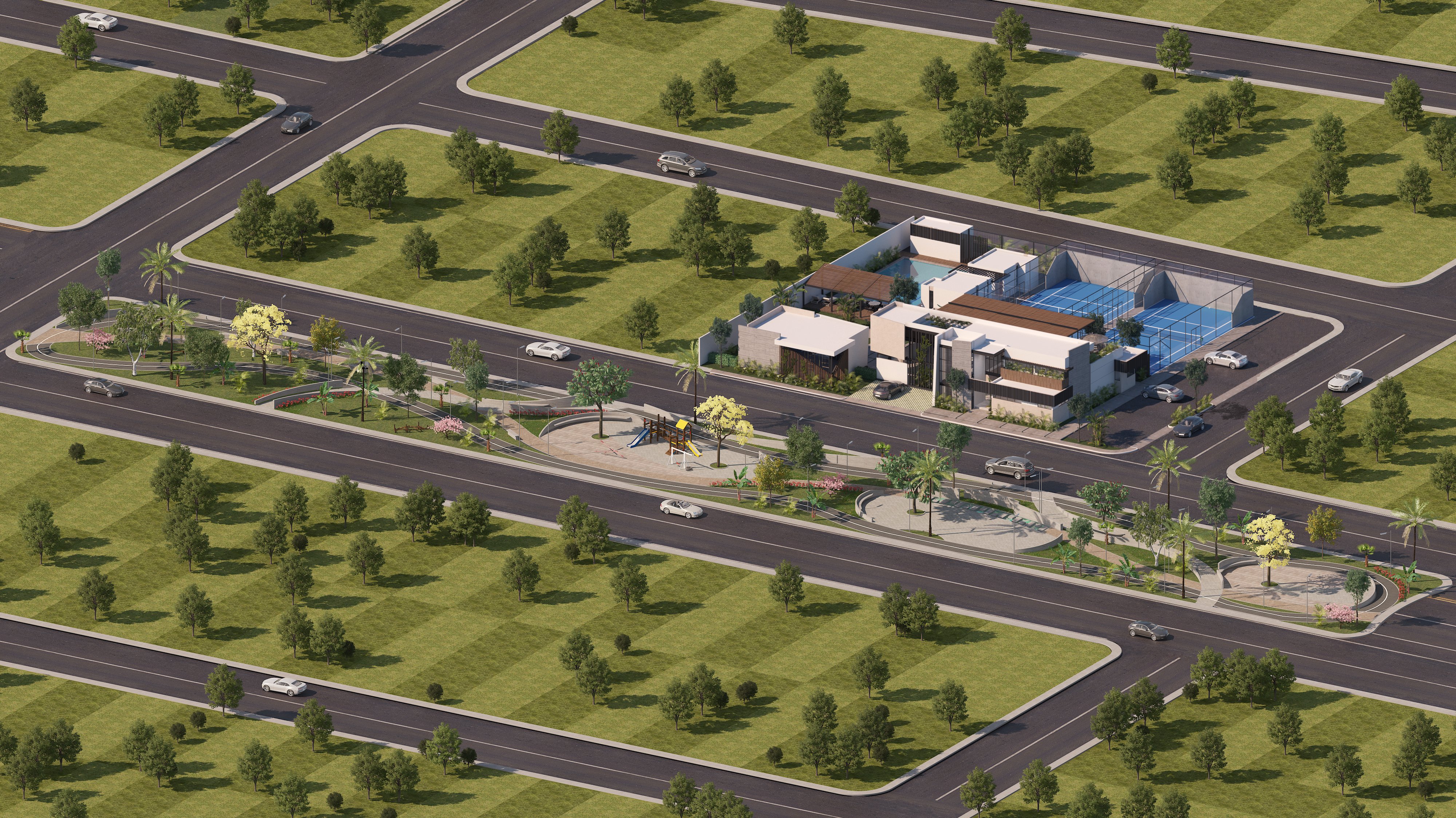 Parque lineal Gran Verona desarrollo de terrenos residenciales en Mérida
